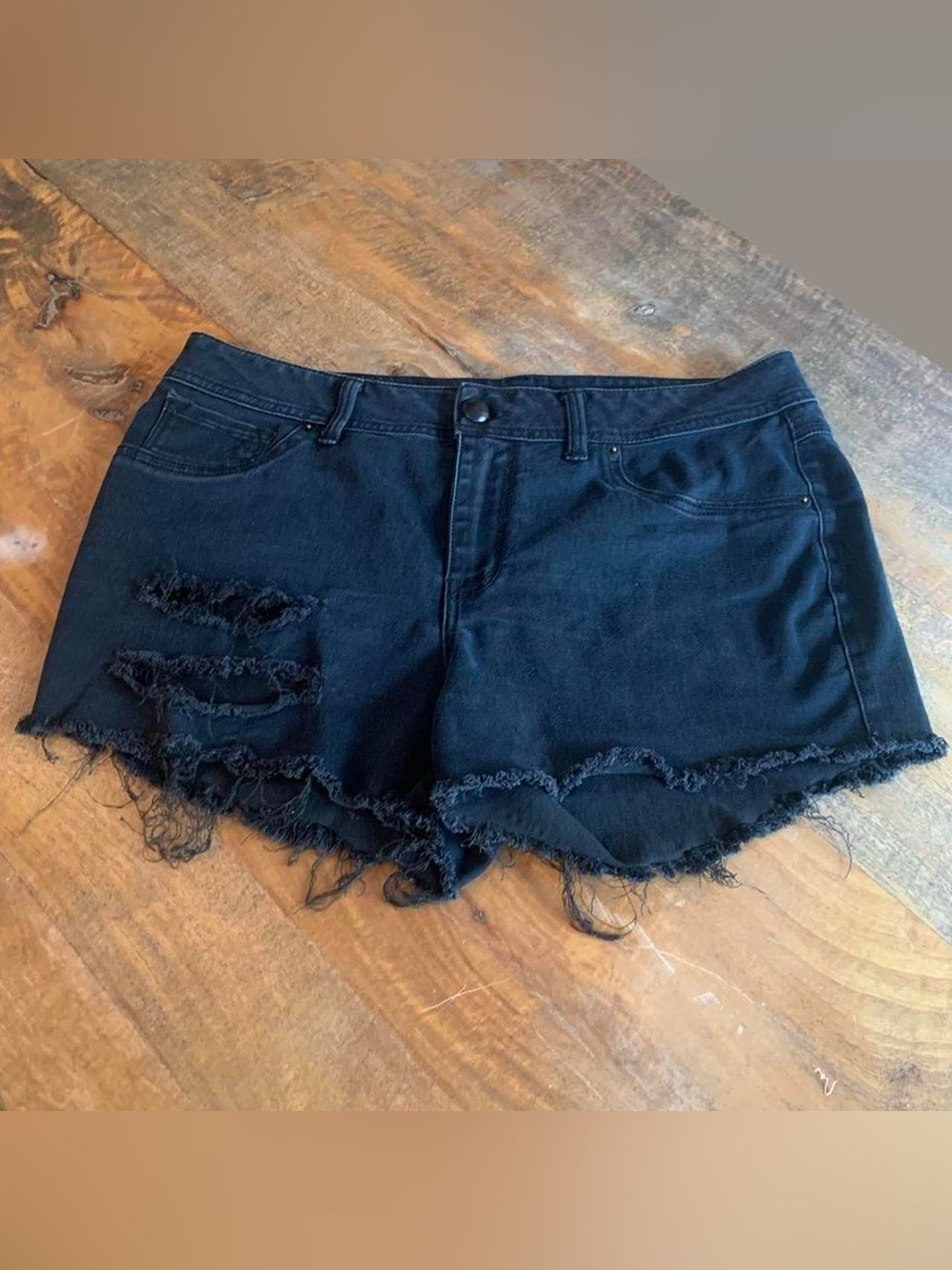 Roz & Ali Reworked Ripped Jean Shorts - Picture 3 of 6